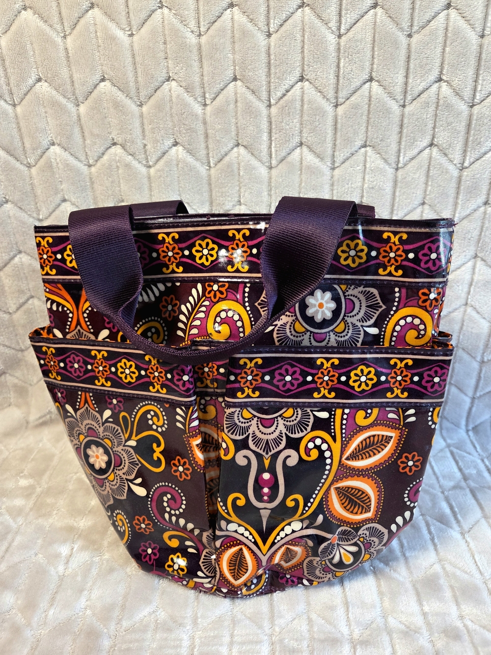 Vera Bradley Purple, Orange and Yellow Floral Travel Tote/Shower Caddy